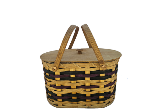 Panier à coudre ou à picnic tissé main - Photo 2/5