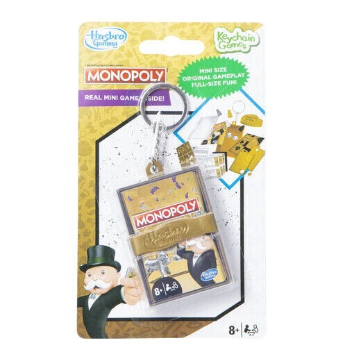 NEW Hasbro mini travel size REAL WORKING board game keychain MONOPOLY