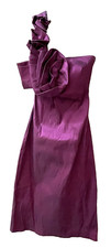 SNAP Women's Sleeveless One-Shoulder Bow Bodycon Taffeta Dress in Purple, Size 7