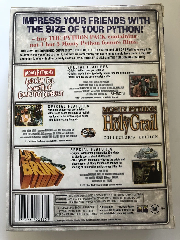 Monty Python Pack (DVD, 2005, 4-Disc Set) region 4 + free post John Cleese - Image 2 of 4