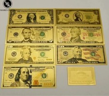 9ct Gold AMERICAN COINS:Full Set Of Gold Foil Banknotes 