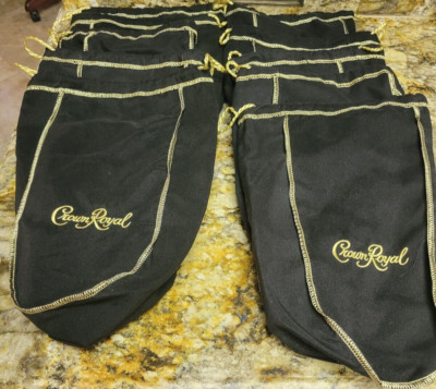 Lot of 10, Crown Royal 1.75L Extra Large Black, with gold trim, bags