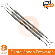 Dental Excavator Restorative Spoon Composite Instruments Double Ended Set of 3 