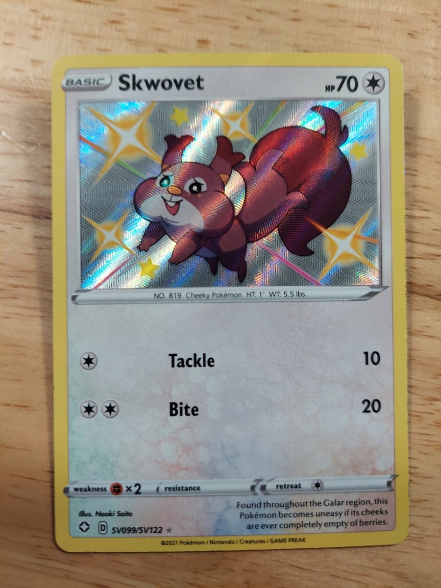 Skwovet SHINY SV099/SV122 Shining Fates NM Holo Foil Rare Pokemon Card