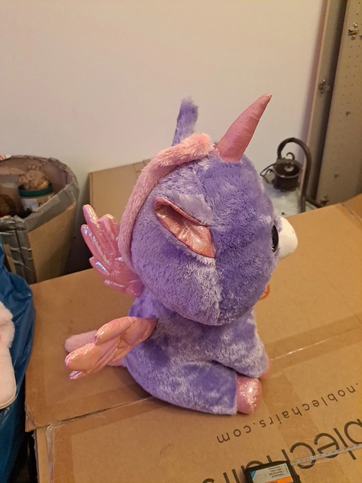 XL Ty Beanie Boos Glubschi 50 cm – Lila Pegasus Einhorn Plüschtier mit... - Bild 4 von 4
