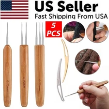 5Pcs Crochet Needle Hook Tool DIY Braiding Hair Locking Tool Dreadlock Bamboo US
