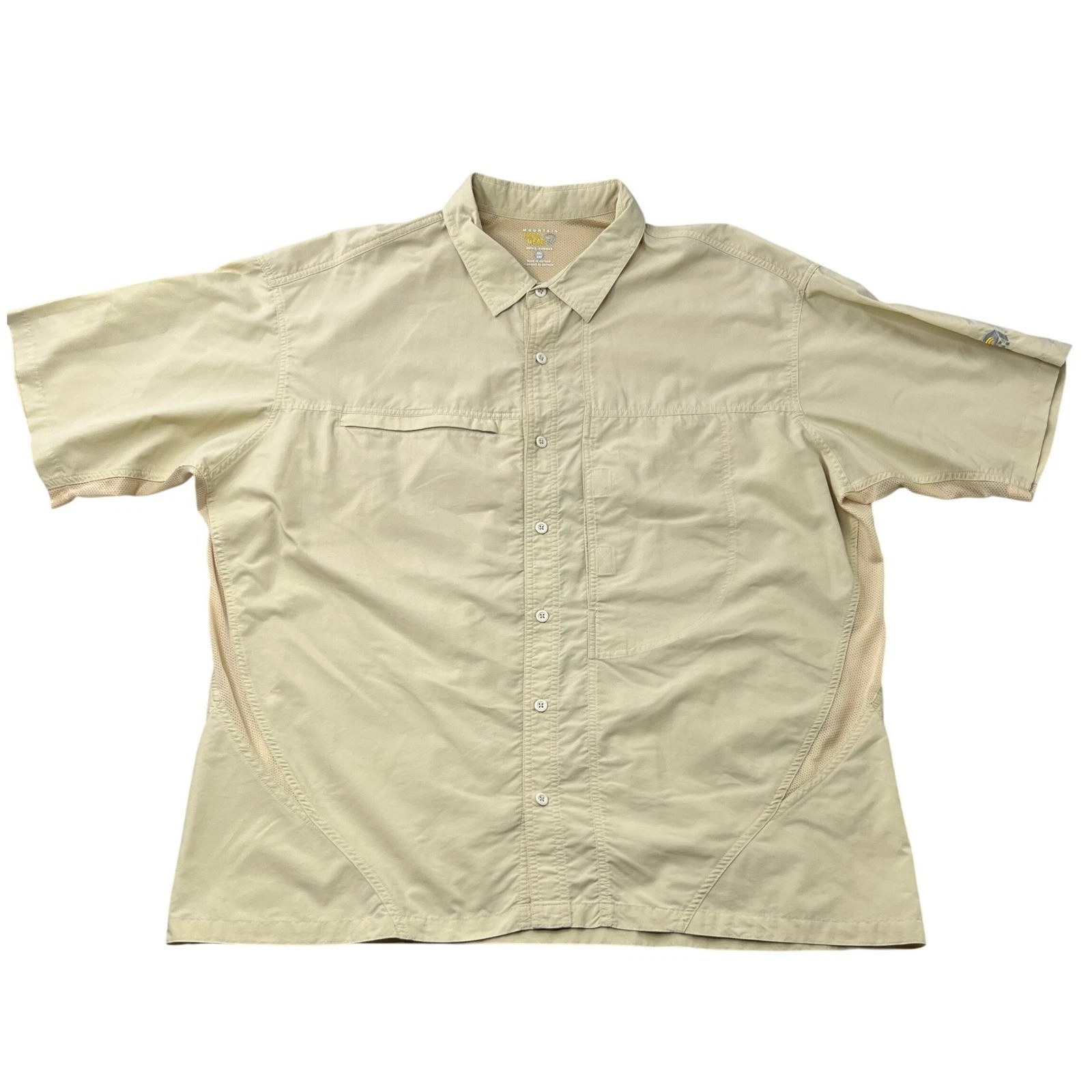 Mountain Hardwear Vented Technical Hiking Shirt XXL Tan Men Short Sleeve Outdoor
