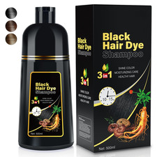 3-in-1 Black Hair Dye Shampoo Herbal Gray Coverage for Men Women, 16.9oz