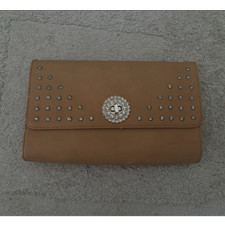 Damen Clutch Beige Kunstleder rechteckig mit ...