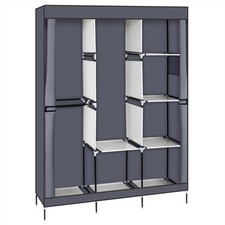 Portable Closet Wardrobe Clothes Rack Storage Organizer with Shelf, Space Saving