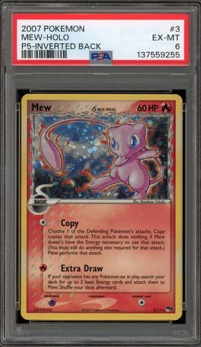 Pokemon Mew POP Series 5 Holo Rare #3 INVERTED BACK ERROR PSA 6
