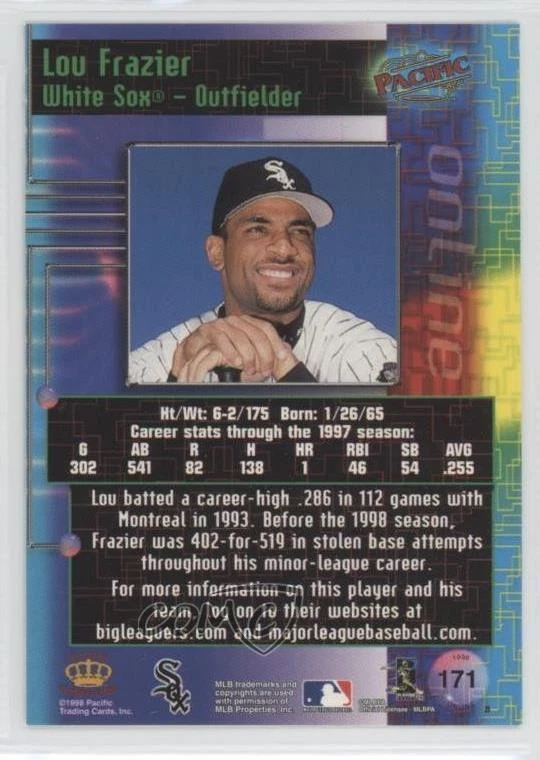 1998 Pacific Online Red Lou Frazier #171 - Image 2 of 2