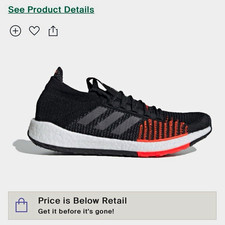 adidas Pulseboost HD Core Black Boost Knit Low Top Running Shoes EF9967