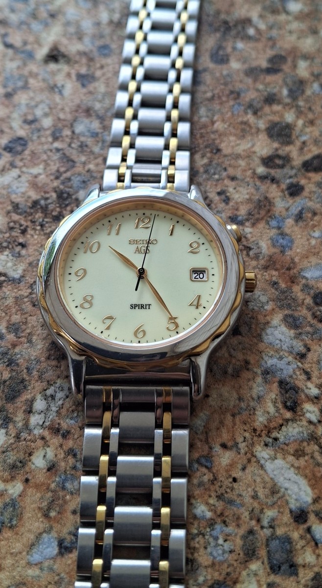 Vintage Seiko Spirit AGS Quartz JDM 5M22 6A70 November 1993 Lumed 