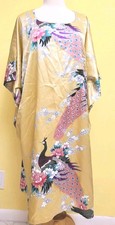 robe Silk Collection yellow Peacock Floral Asian One Size
