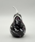 Mtarfa Glassblowers Malta Art Glass Pear Paperweight Black Pink White Swirl
