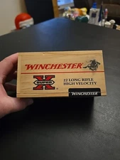 Olin Corp East Alton, Illinois Winchester 22 Long Rifle Ammo Wooden Box, Empty