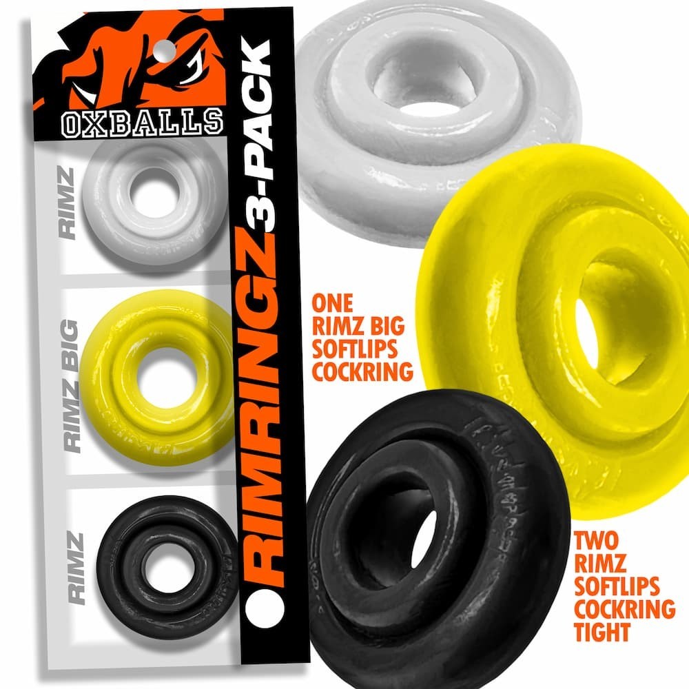 Oxballs Rimringz Cock Ring 3-PACK🍯Male ATOMIC JOCK BallRing Sling