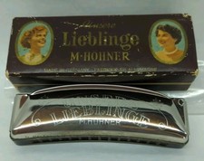 Vtg Unsere Lieblinge M Hohner Curved Harmonica Key Of C in Original Box Germany