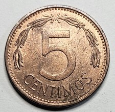 1977 Venezuela 5 Five Centimos - Copper Clad Steel - Venezuelan - World Coin