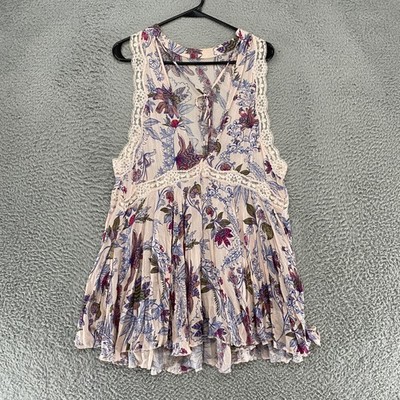 Free People Slip Dress Womens Small She Moves Sleeveless Ruffle Trapeze Gypsy