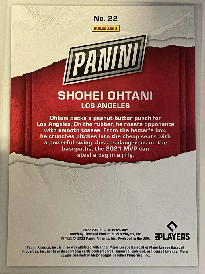 2022 Panini Father's Day Shohei Ohtani #22 Los Angeles Angels MVP - Image 2 of 2