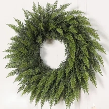 24" Real Touch Artificial Cedar Wreath - Faux Christmas Wreaths for Green 