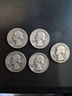 Silver Washington Quarters 5 different dates 1943 thru 1956  90% Silver