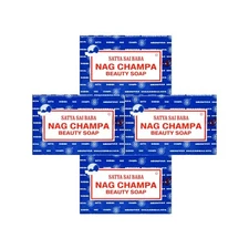Satya Nag Champa: Sai Baba Natural Soap, Large, 150 g, 5 oz, 4 Piece 