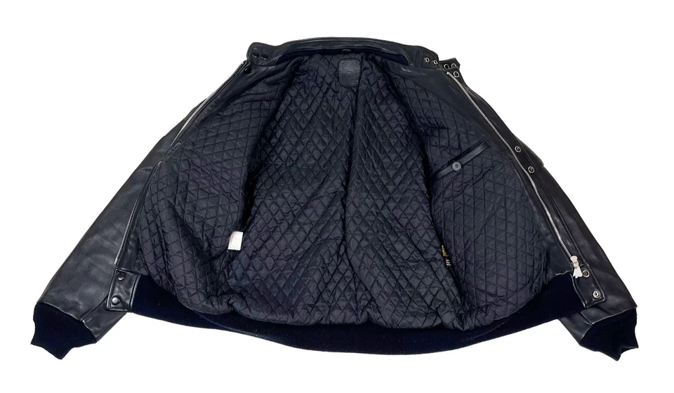 Vintage Hein Gericke Leather Bomber Motorcycle Jacket Quilted Padded Size 50 - Image 4 of 4