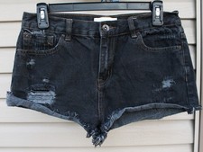 Forever 21 High Waist Distressed Grunge Dark Denim Shorts Womens 28 Booty Cutoff