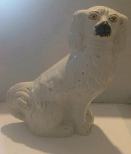 Antique Victorian 19c Staffordshire White Pottery Spaniel Dog Figure c1860 9"
