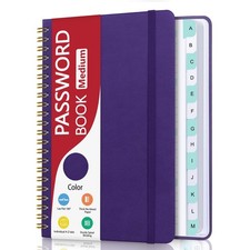 Password Book with Alphabetical Tabs - Spiral Password Notebook for Internet