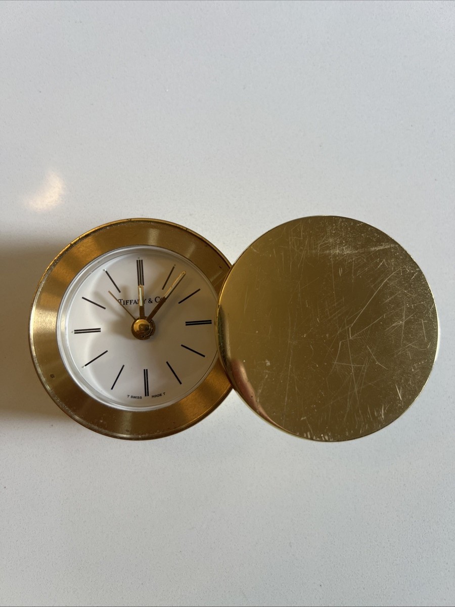 TIFFANY & CO SWISS MADE BRASS DESK CLOCK - WORKING PERFECT - RARE