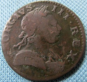 1770 King George III British American Colonial Copper Halfpenny-Neat NonRegal!