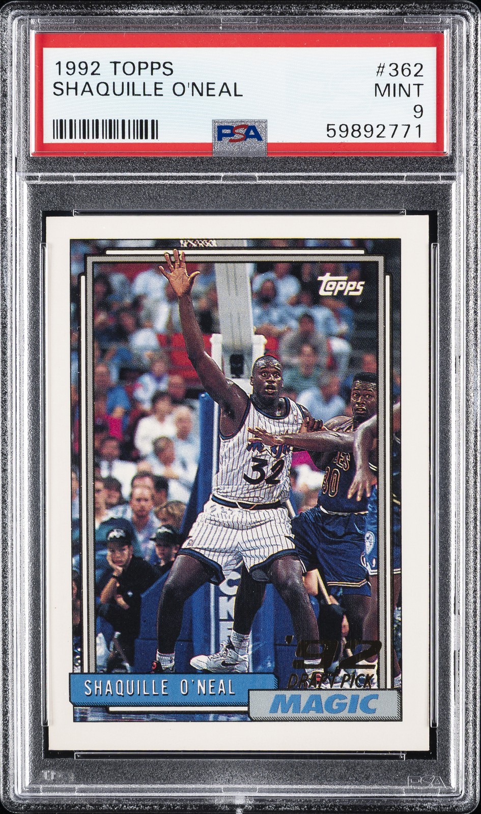1992 TOPPS #362 SHAQUILLE O'NEAL ROOKIE RC PSA 9
