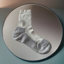 VTG Socks Thorlo 10-13 NOS Crew White Grey Bottom Acrylic Thick 80's 90's USA