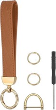 Leather Wristlet Keychain Car Key Chain Wristlet For Women Key Gold Tone/Brown