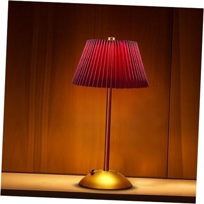 Cordless Metal Desk Lamp,Touch Sensor Control LED Table Lamp,3 Way Dimmable Red
