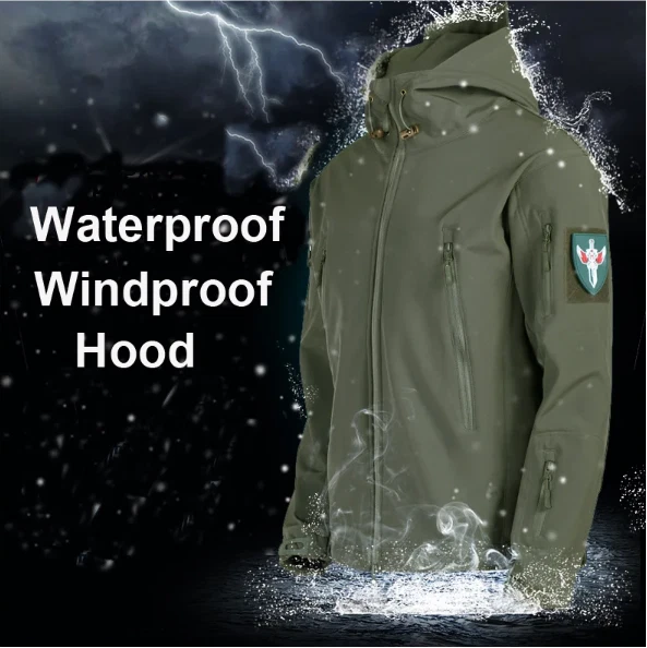 Chaqueta táctica para hombre impermeable abrigo militar caparazón suave trabajo chaqueta cortavientos Foto 4 de 4
