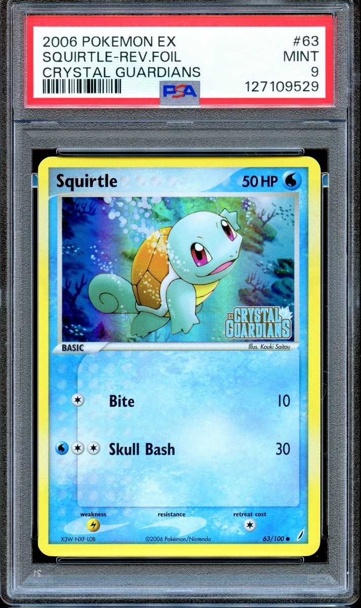 PSA 9 Squirtle 63/100 Reverse Foil Stamped Crystal Guardians
