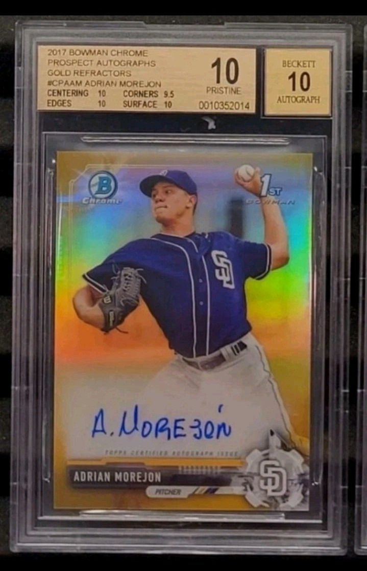 2017 Bowman Chrome Adrian Morejon GOLD Refractor Autos /50 PADRES PRISTINE 