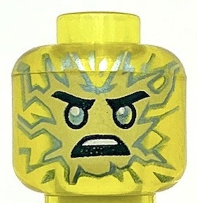 Lego New Trans-Yellow Minifigure Head Tan and Silver Energy Face Silver Eyes