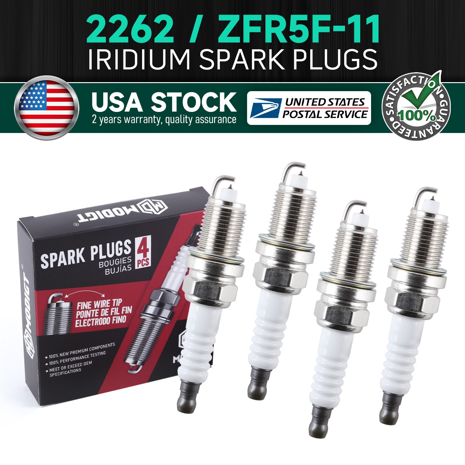 4 pcs Fit NGK 2262 ZFR5F-11 Iridium Spark Plugs for SP0ZFR5F11 RC9MC4 RC12MCC4