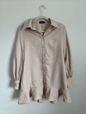PRETTYLITTLETHING STONE FRILL HEM SHIRT DRESS: NWOT, Sold Out Online
