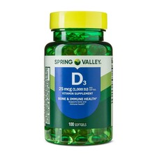 Spring Valley Vitamin D3 1000 IU 25 mcg Softgels Bone Immune Health 100 Ct