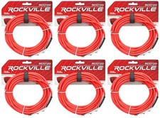 6 Rockville RCGT20R 20' 1/4" TS to 1/4'' TS Guitar/Instrument Cable