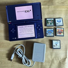 Nintendo DSi Handheld System Navy Midnight Blue + Charger & Games No Stylus