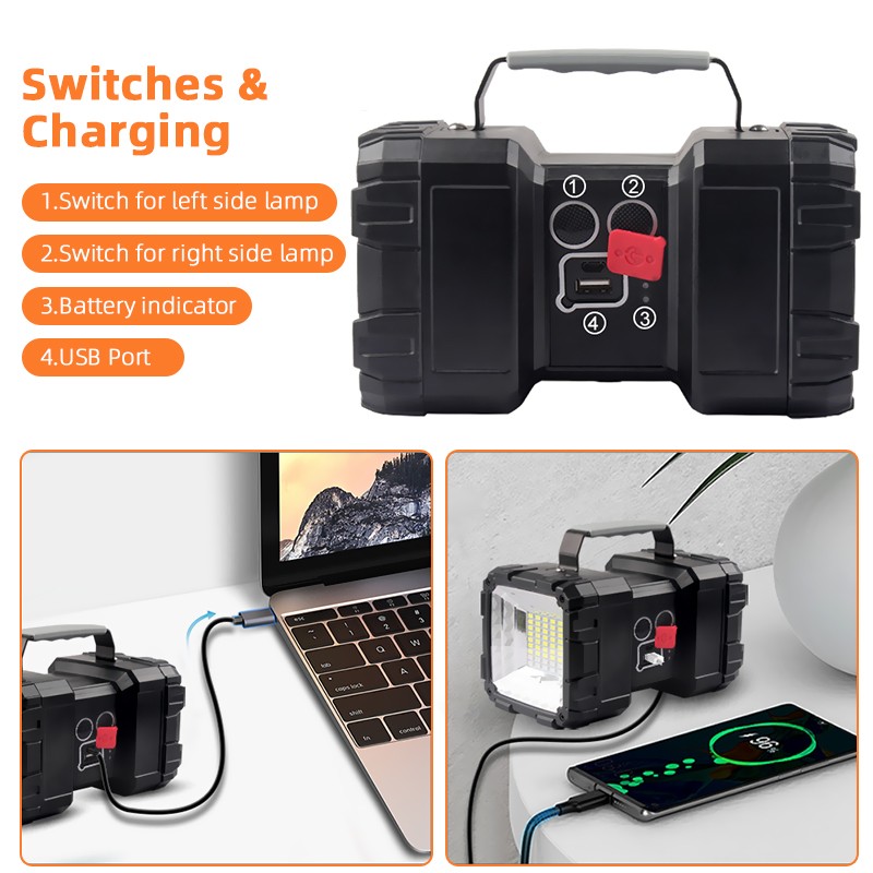 100000LM Rechargeable Flashlight LED Spotlight 3+4 Lights Modes Camping Torch US