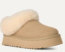 UGG Tazzelle Slippers Women's Size 6 Mustard Seed Suede Platform 1171393-MDSD